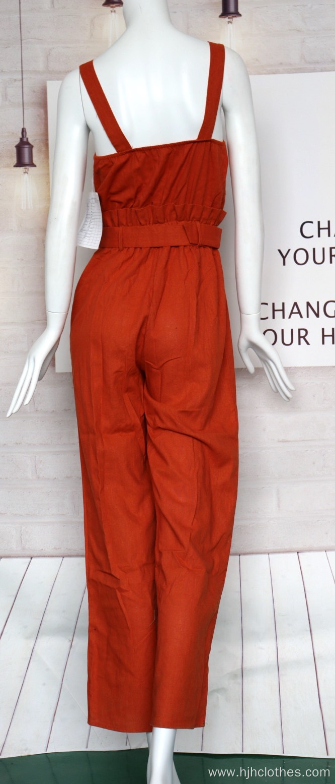 Woven Linen Jumpsuits For Ladies