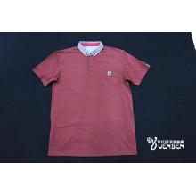 Mens Polo With Check Fabric Collar Short Sleeve