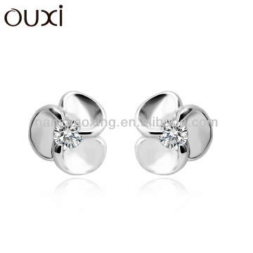 OUXI Hot Sale Fashion Genuine Austrian Crystal Initial 925 Silver CZ Earrings