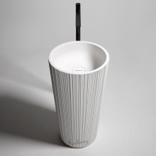 White Marble Natural Stone Pedestal Bathroom Sink