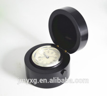 Popular hot selling round rubber wood desktop clock for promotion gift