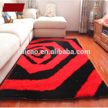 Red flower 100% silk carpet shaggy carpet and rug