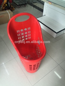 Three Wheels Supermarket New Plastic Rolling Shopping Baskets Manufacturer
