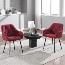 Velvet Thick Padded Dining Chairs with Metal Legs
