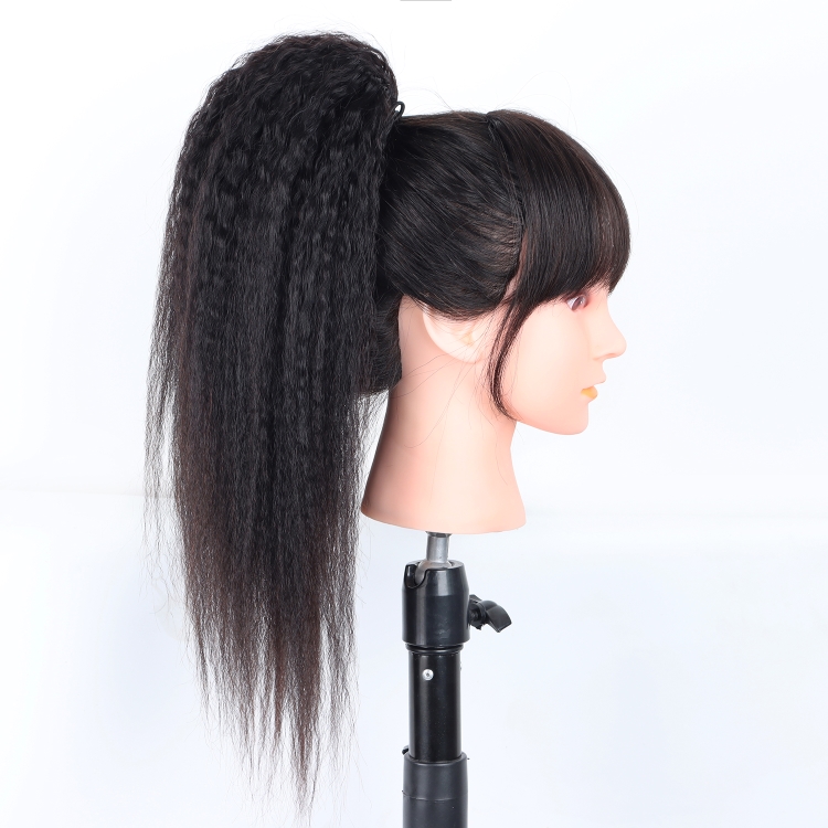 100% Human hair ponytails kinky straight remy hair, 100g ponytail yaki clip in extension