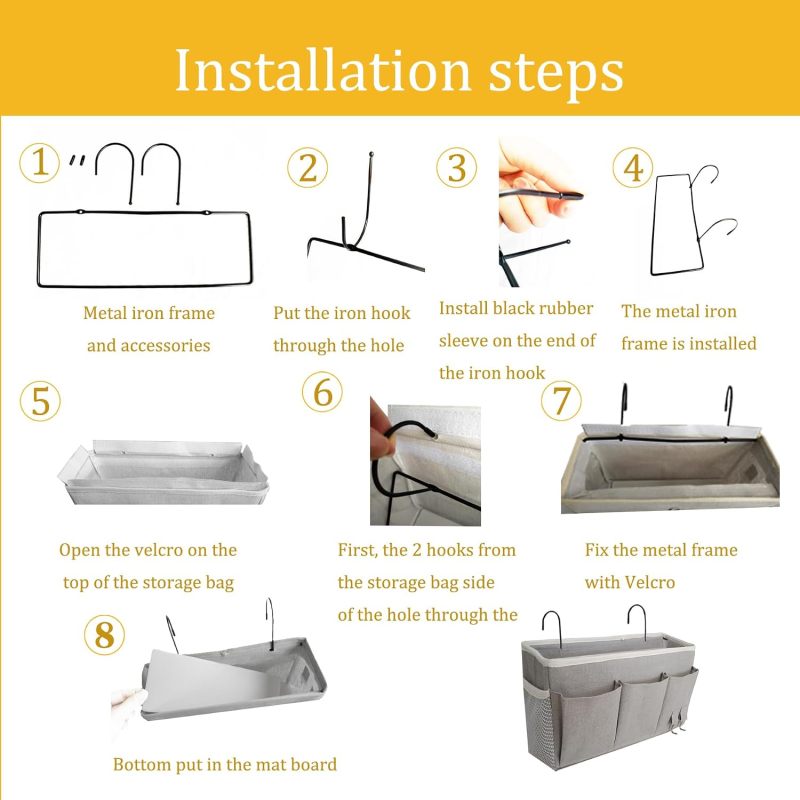 Grey Hanging Bedside Caddy for Dorms