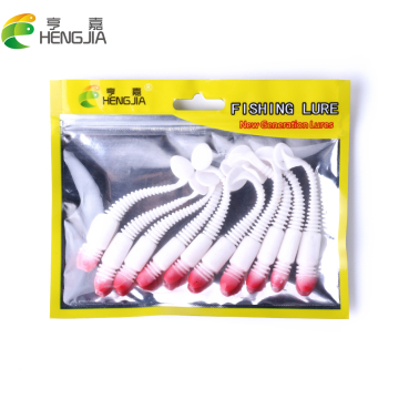 for lake Fishing 10pcs 85mm 3.3g Silicone Bait Fishing Lure Red Head T Tail Swimbait Worm Soft Lure