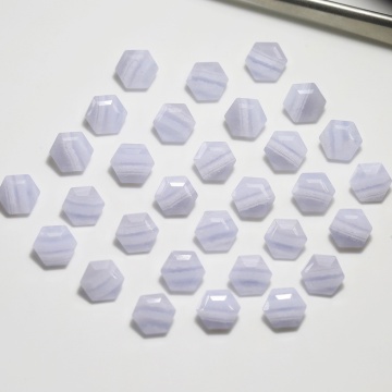 Natural Blue Agate Hexagonal Cut Blue Lace Agate