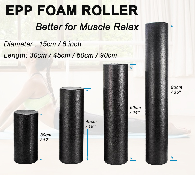 Gym Exercise 36 inch 90cm Eco Black Foam Roller Stick for Muscle Massage