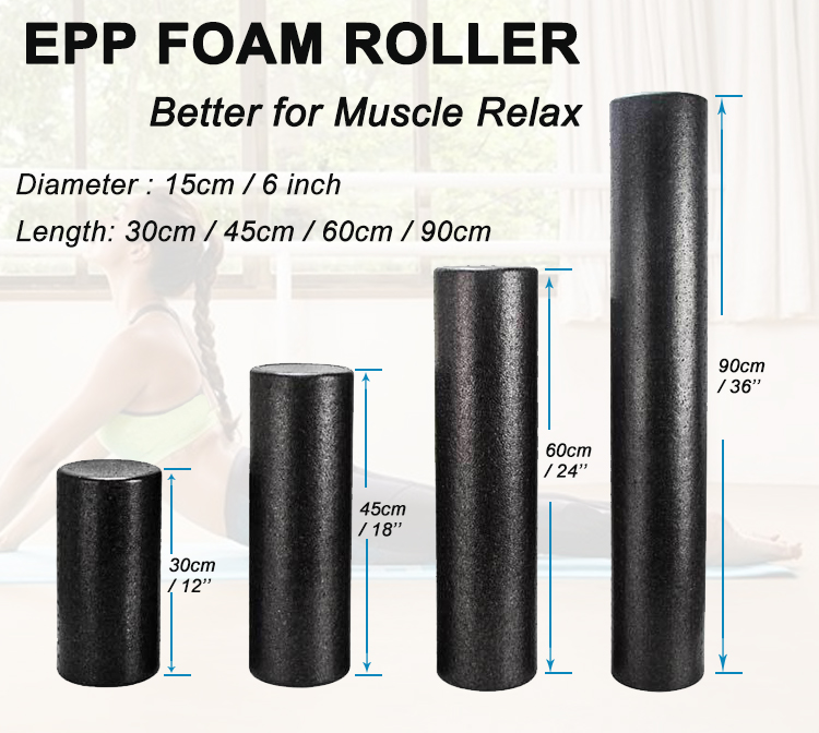 Άσκηση γυμναστικής 36 ιντσών 90cm Eco Black Foam Roller για μασάζ μυών