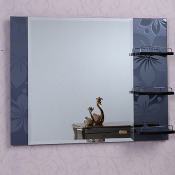 Decor Columbus Frameless Wall Mirror With Glass Shelve