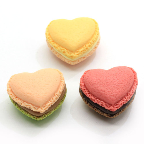 24mm 3D Heart Macaroon Miniaturowa figurka z żywicy Francuski makaronik Charms do dekoracji