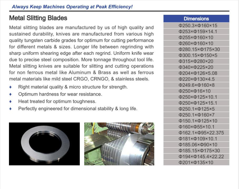 Metal Slitter Blades