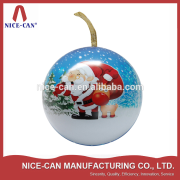 Metal candy tin ball shape tin box for Christmas decoration