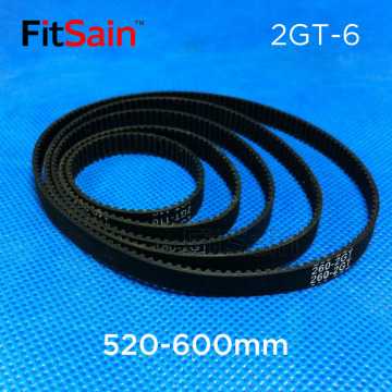 FitSain--2GT 520-600mm rubber belt Width 6mm Timing Belt GT2 Conveyor Belt Drive Belt Ring with Rubber Belt