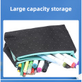 Double zipper printed design large capacity portable pen case for children
