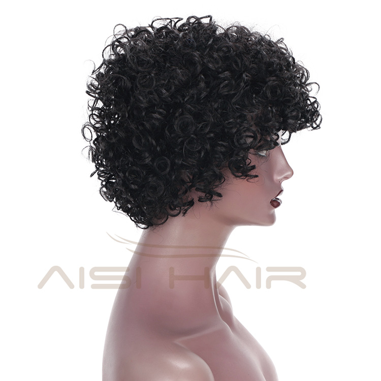 Aisi Hair Short Brazilian Human Hair Wigs Natural Black Machine Made Afro Curly Human Hair Wigs For Black Women