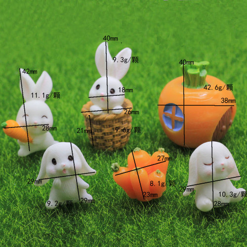 Cartoon Carrot Rabbits Fairy Garden Miniatures Micro Landscape Decor Animal Resin Crafts DIY Home Decoration Accessories