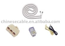 No Shield Ivory PVC Jacket Copper Conductor Phone Coil Cord