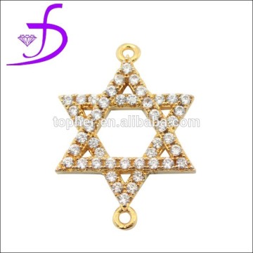 Cheap wholesale 925 silver CZ star of david charm