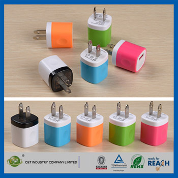 C&T Rainbow Colors USB Home Wall Travel Charger Power Adapter for Apple iPhone Samsung Galaxy S3 S4 Note 2 HTC