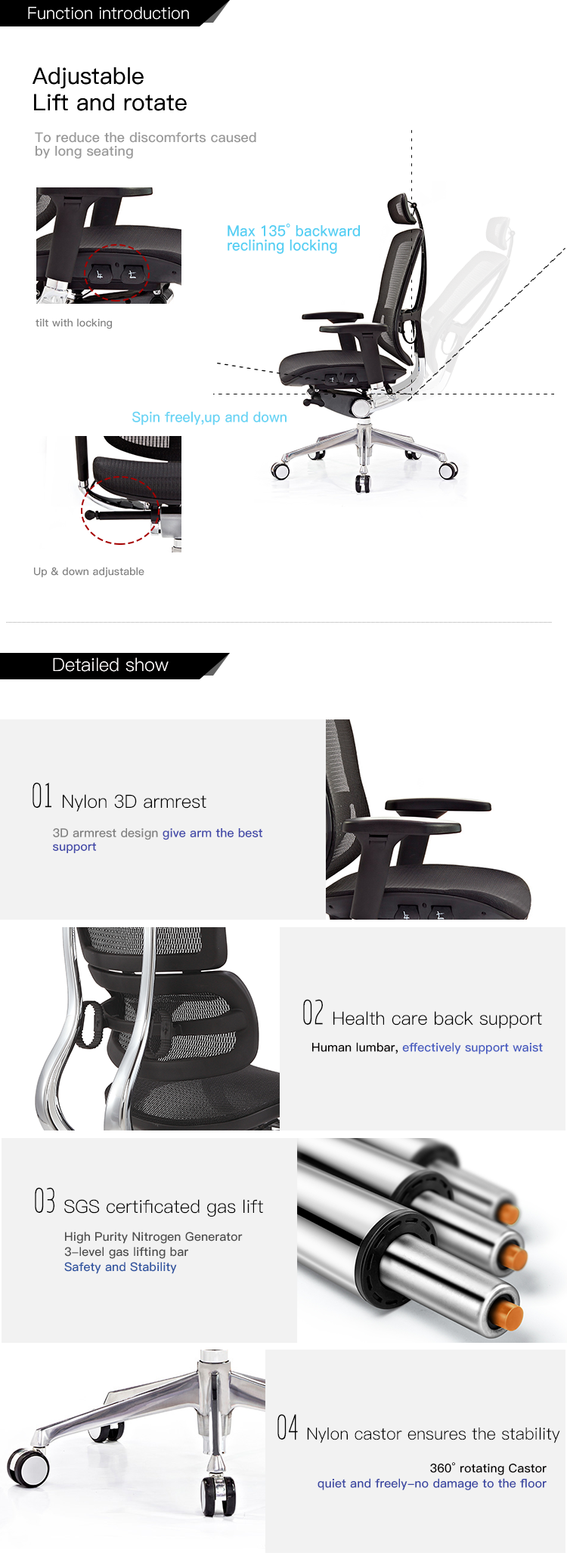 High quality high back manager ceo boss swivel ergonomic executive mesh office chair adjustable chair