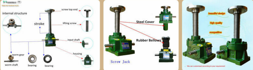 Worm screw jack elevator with electric motor