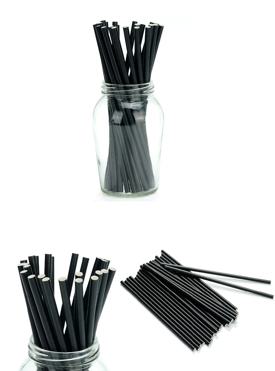 100PCS/ Box Paper Drinking Straw in Color Black for Drink Wine