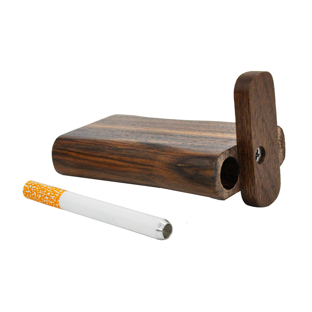 Walnut Wooden Dugout Box With One Hitter Pipe Bat Natural Wood Tobacco Storage Case Cigarette Pipe Holder Accessories