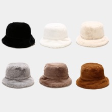 Winter Warm Cute Solid Color Women's Plush Fisherman Bucket Hat