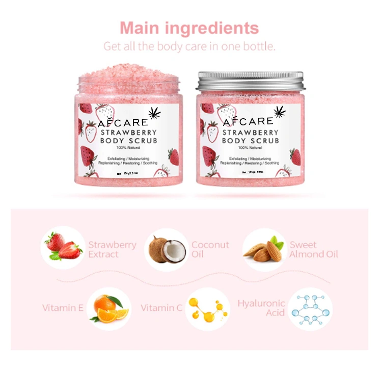 Free Sample Exfoliating Natural OEM ODM Face Scrub Body Strawberry Scrub