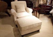 Transitional Arm Chair And Ottoman , Cream Tan Fabric Loung