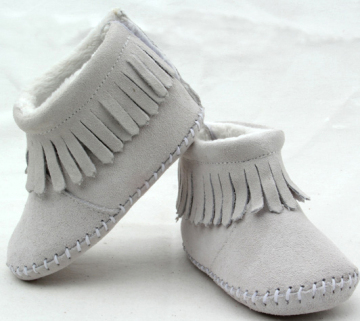 Plush Winter Baby Shoes Plain White Baby Shoes Warm Baby Boots