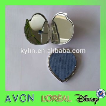 Heart PU leather aluminum pocket mirror