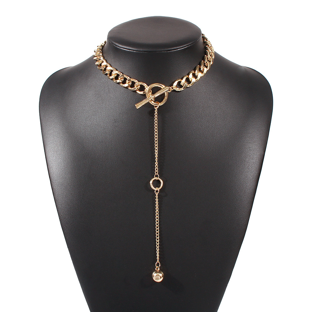 2021 Hot selling women punk fashion gold plated layered chains necklaces accessories jewelry