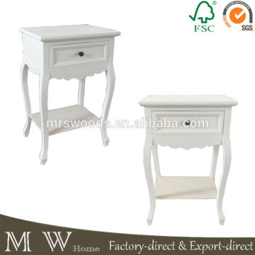 french style white sofa table, pine wood antique table, shabby chic bedside table with one drawer