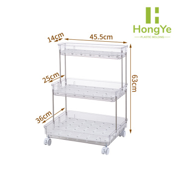 Clear 3-Tier Slim Rolling Storage Home Kitchen