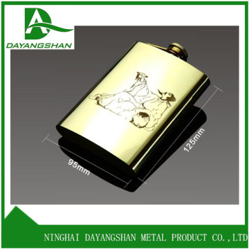Hip Flask With Laser Picture Engraved Golden 750ml Classic Flask