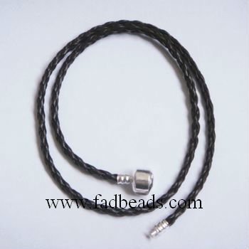 European leather braided necklace