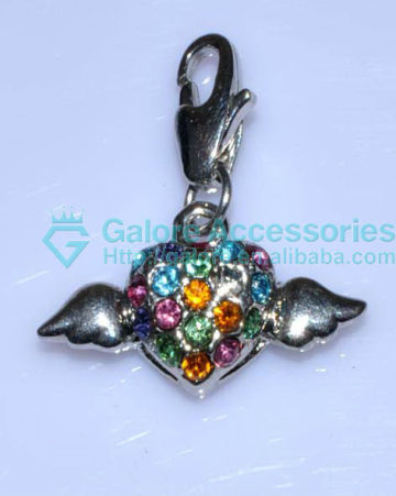 pave multi colored stone wing angel charms wholesale