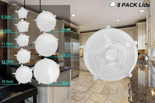 FDA食品グレード8パックシリコーンストレッチリッド