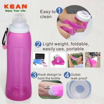 kean 500ml water bottle/foldable silicone water bottle/water bottle with logo