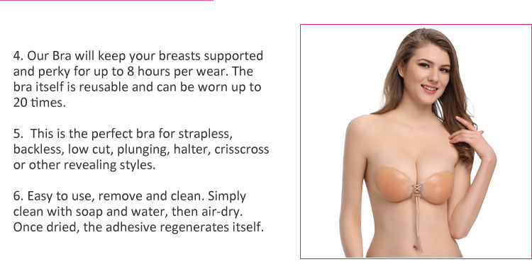 Ladies Lingerie Invisible Silicone Reusable Padded Push Up Bra