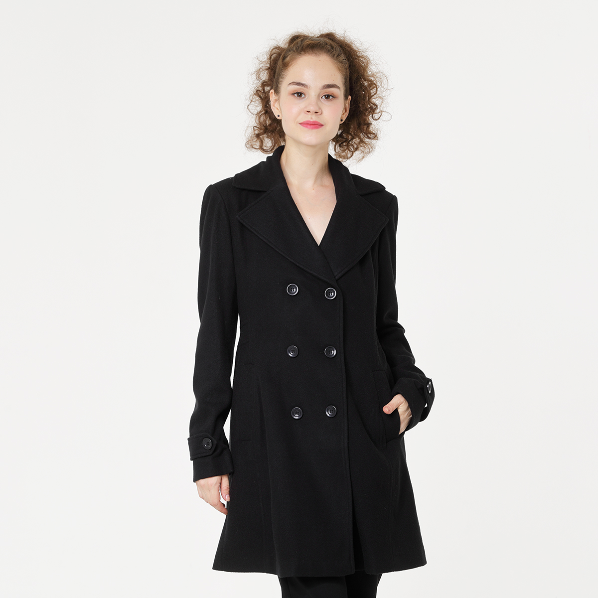 Double-breasted Women Woolen Warm Coat Double-breasted Women Woolen Warm Coat
