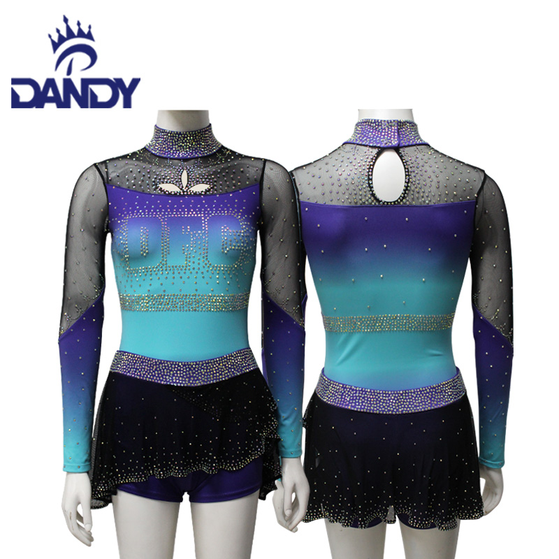 Equipo de baile de vestimenta de animación personalizada Sexy Sublimation Uniformes de alegría con diamantes de imitación