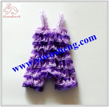 Wholesale hot sale baby lace romper,beautiful purple babies ruffle petti lace romper