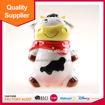 Top selling cow shape ceramic candy pot candy bottle