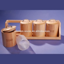 wooden canister set, wooden canister, canister with laser logo