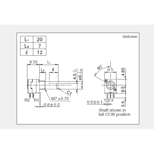 Potentiometer Putar Siri RK097