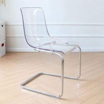 Elegant Clear Plastic Chair with Silver Legs